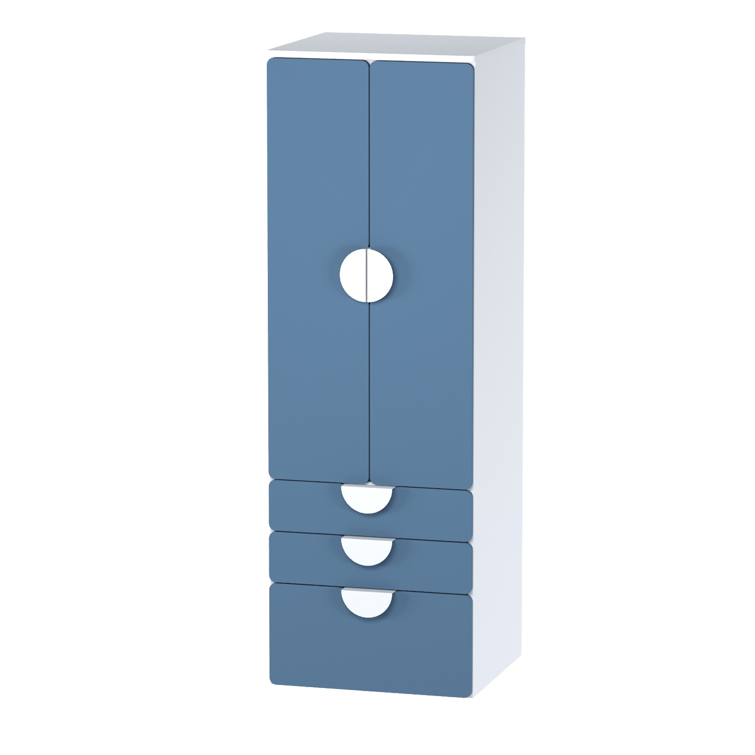 с двумя дверьми, тремя ящиками и полкой